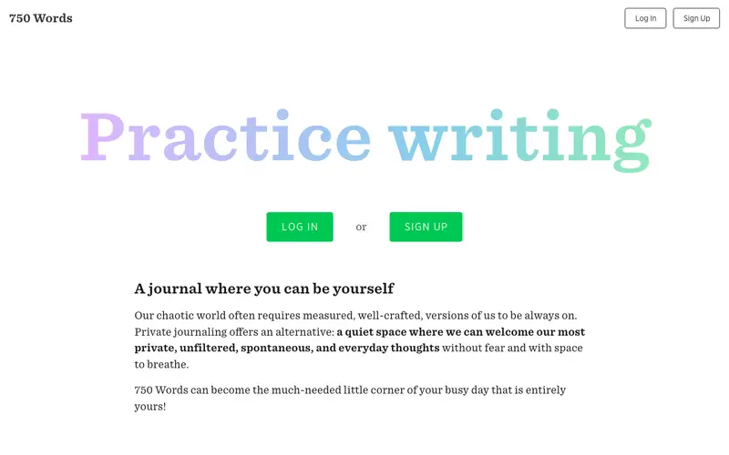 Screenshot of 750 Words