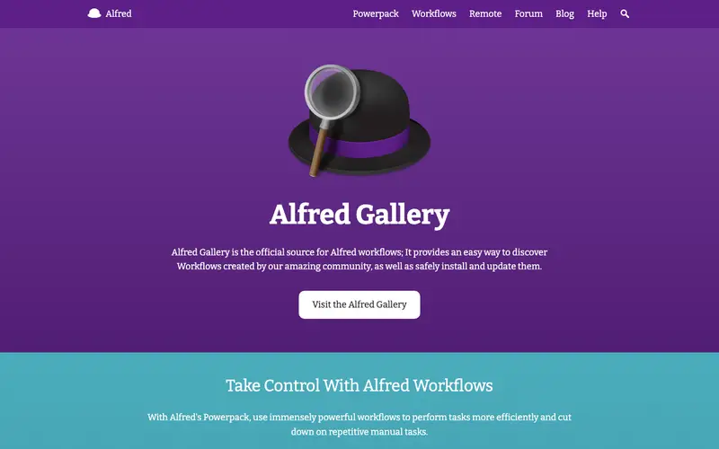 Screenshot of Alfred Workflows