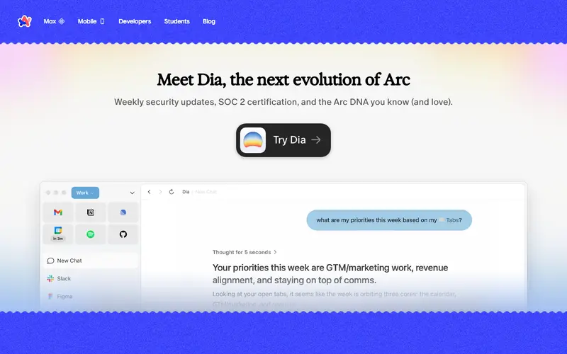 Screenshot of Arc Browser
