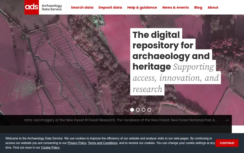 Screenshot of Archaeology Data Service (ADS)