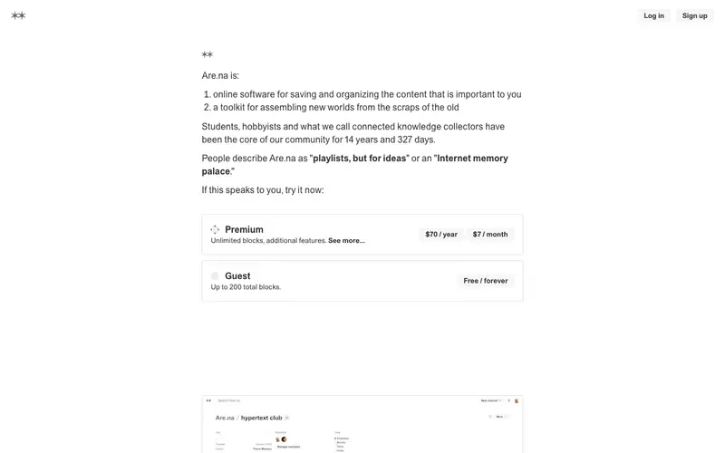 Screenshot of Are.na
