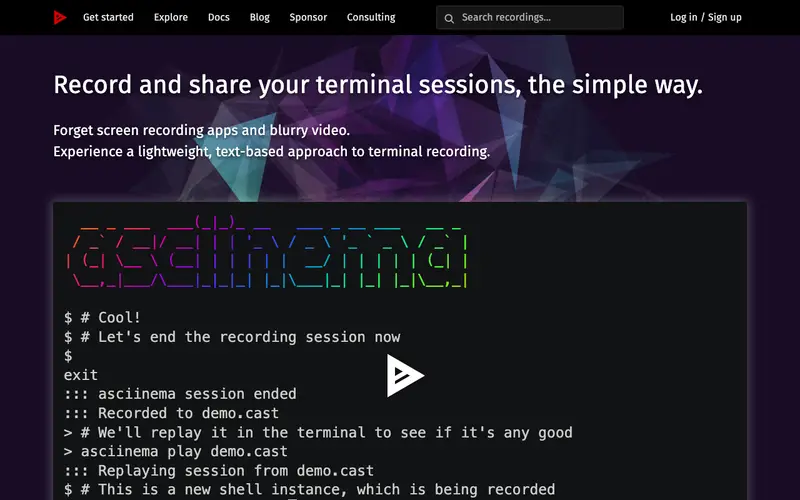 Screenshot of Asciinema