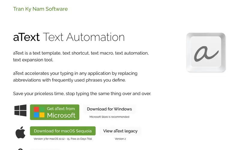 Screenshot of aText