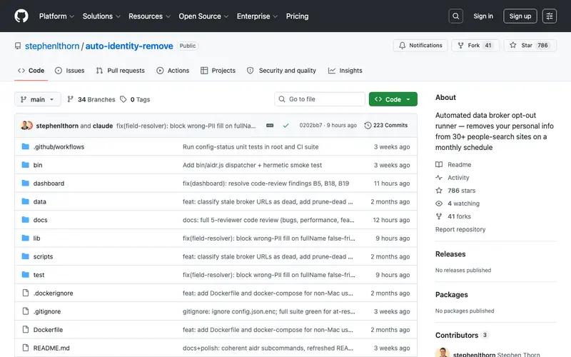 Screenshot of Auto Identity Remove