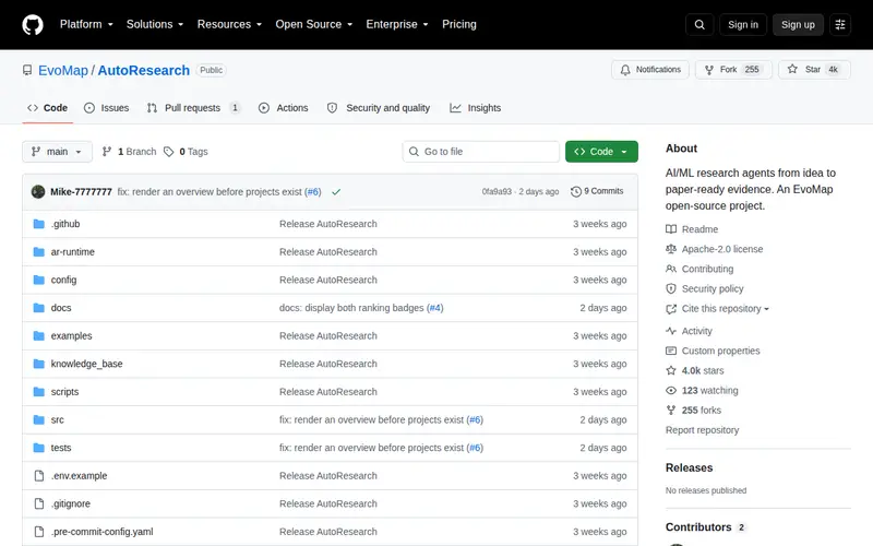 Screenshot of AutoResearch
