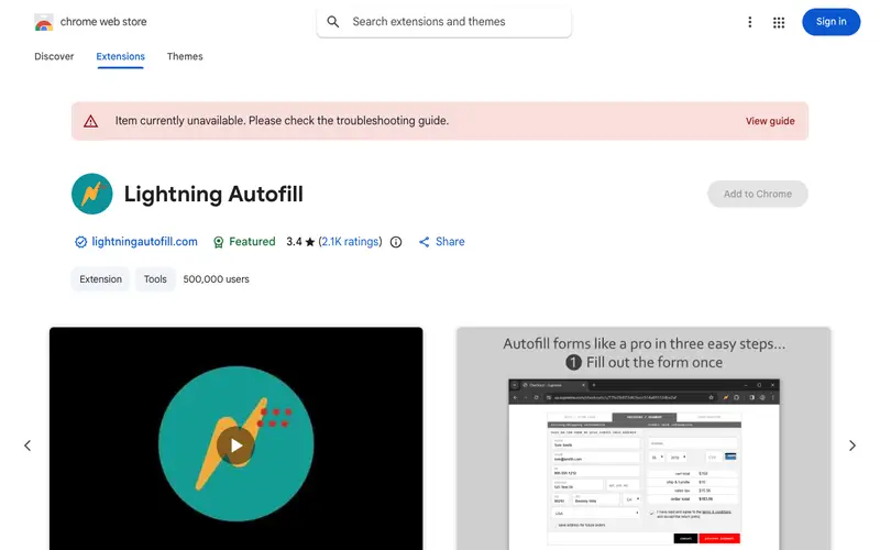 Screenshot of Autofill