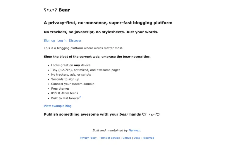 Screenshot of Bear