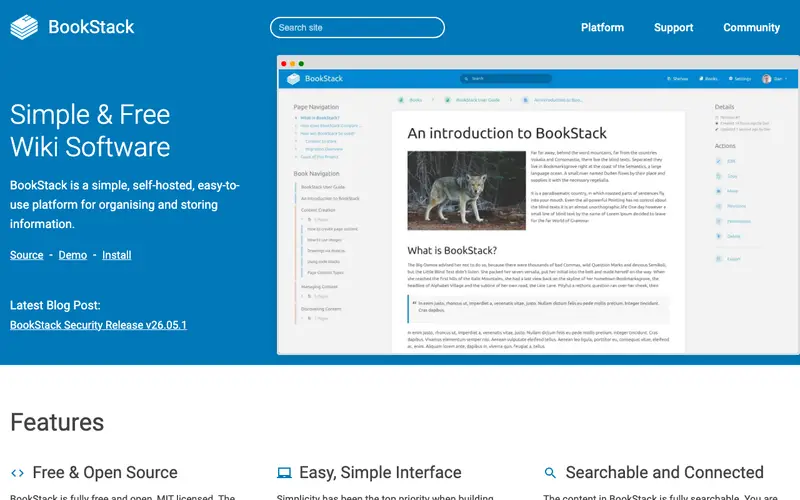 Screenshot of BookStack