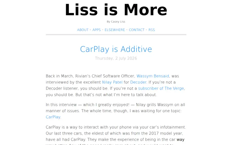 Screenshot of CarPlay Is Additive