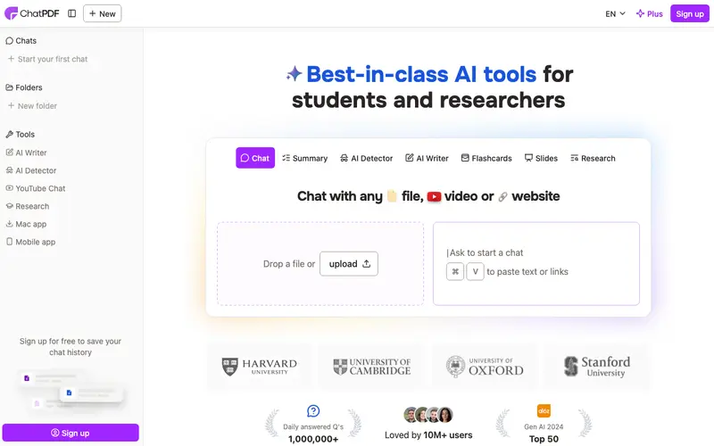 Screenshot of ChatPDF