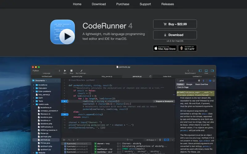 Screenshot of CodeRunner 4