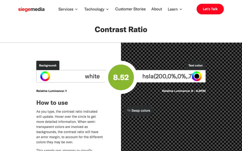 Screenshot of Contrast Ratio