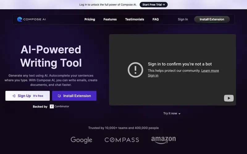 Screenshot of Compose AI