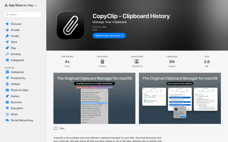 Screenshot of CopyClip