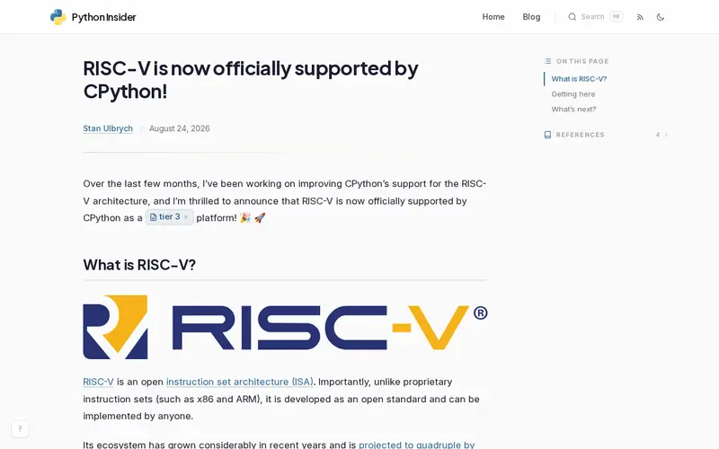 Screenshot of RISC-V support in CPython