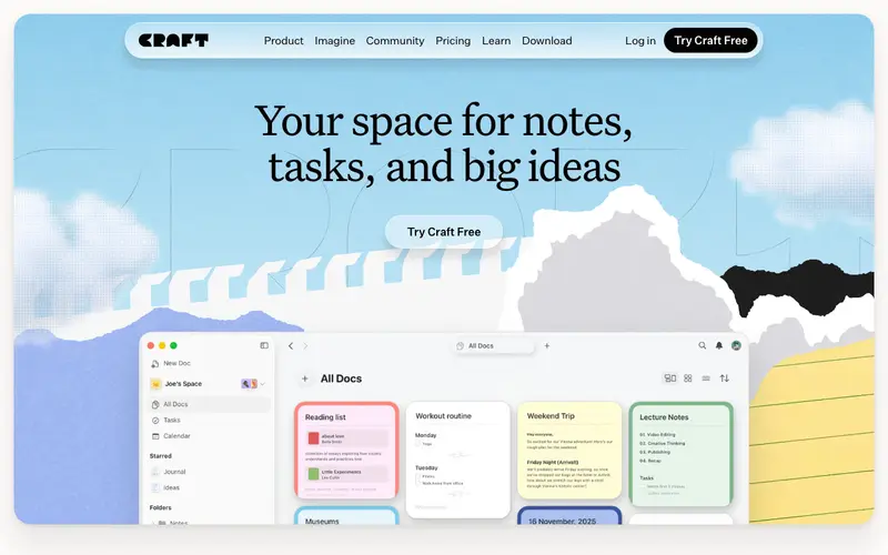 Screenshot of Craft Docs