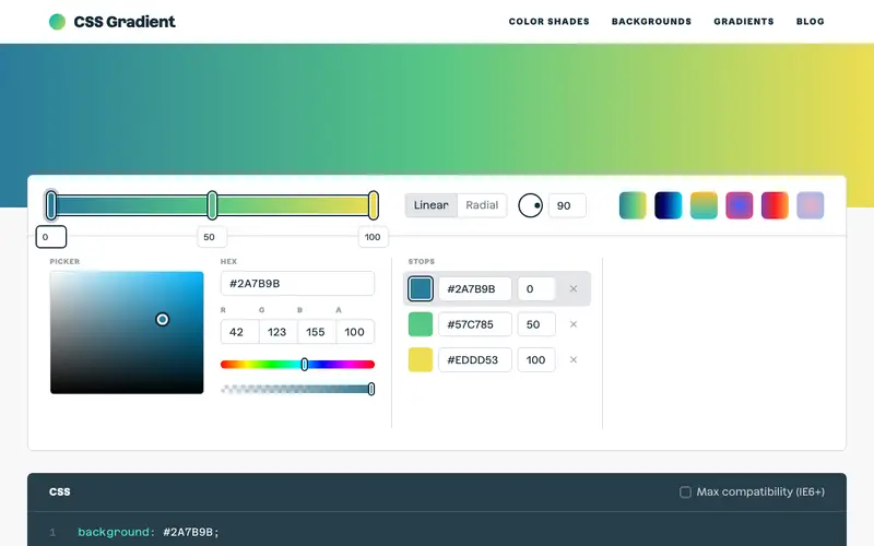 Screenshot of CSS Gradient