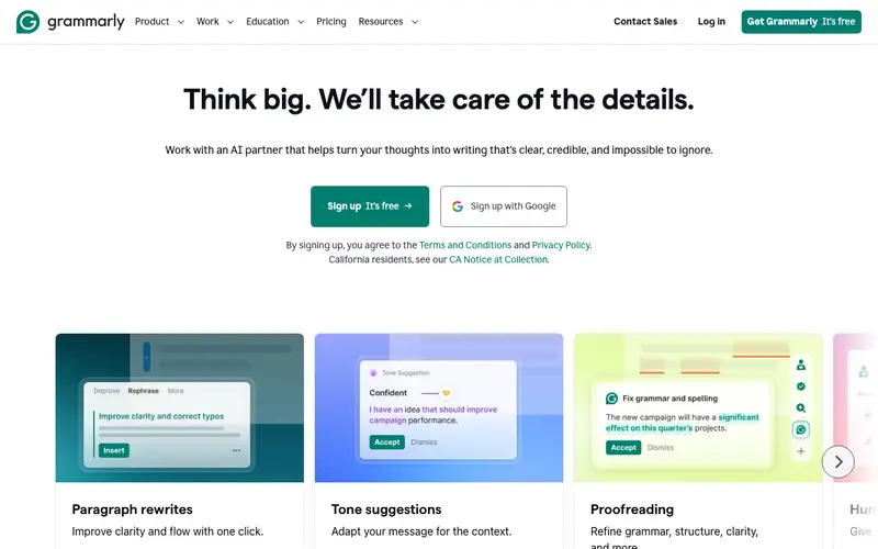 Screenshot of Grammarly