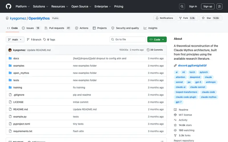 Screenshot of OpenMythos