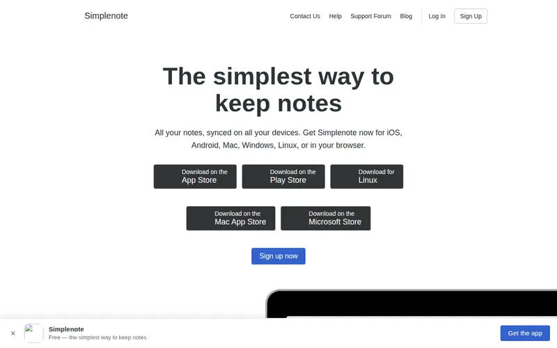 Screenshot of Simplenote