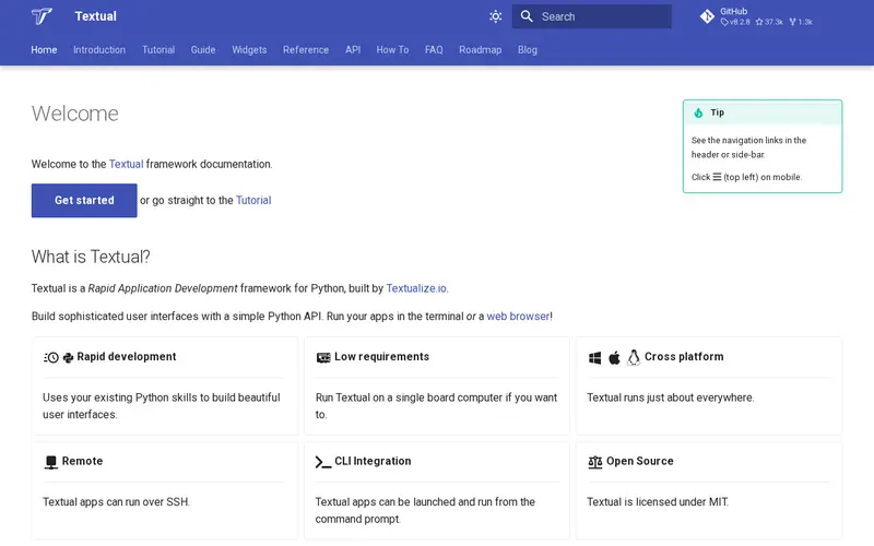 Screenshot of Textual