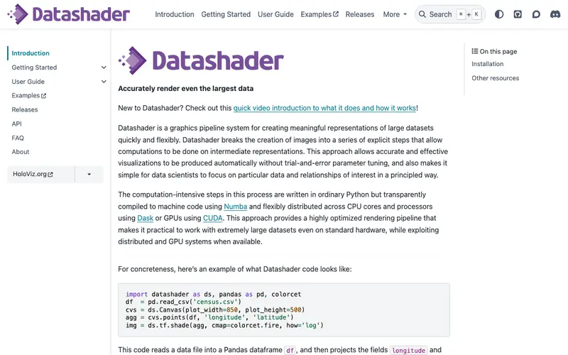 Screenshot of Datashader