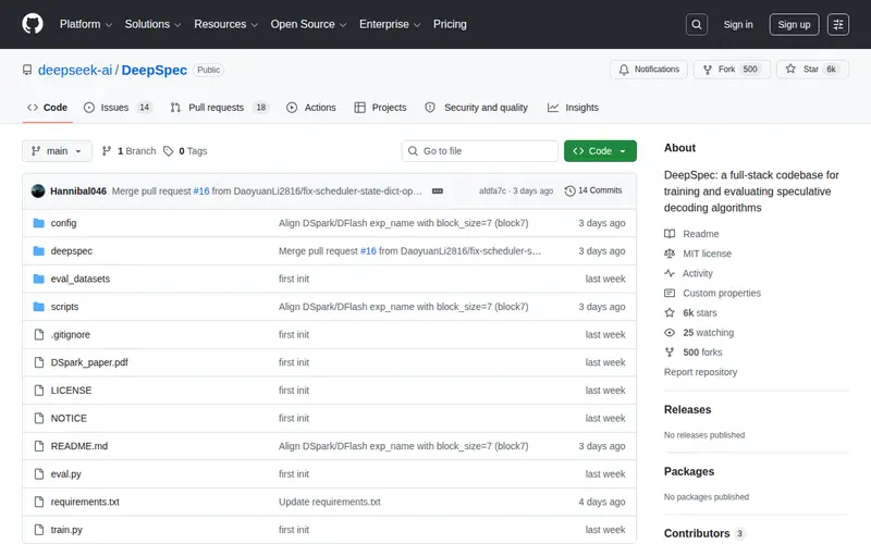 Screenshot of DeepSpec