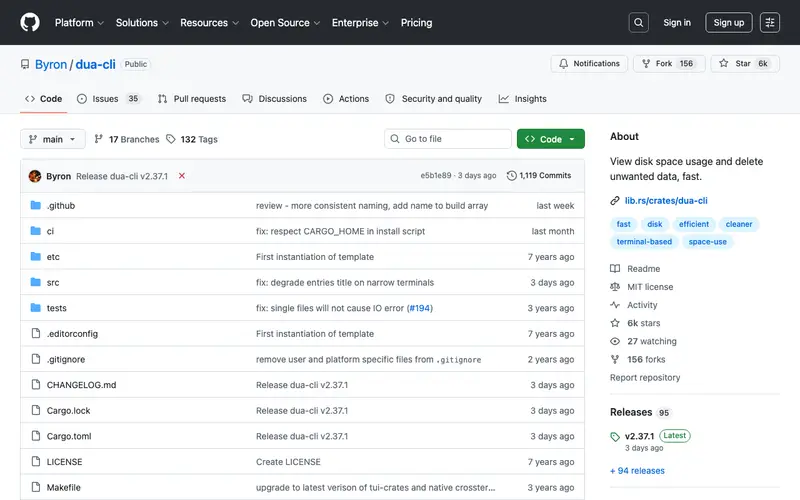 Screenshot of DUA CLI