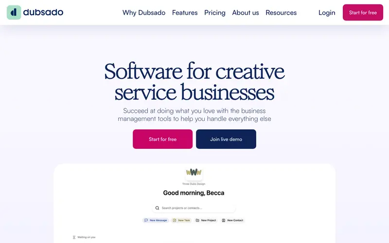 Screenshot of Dubsado
