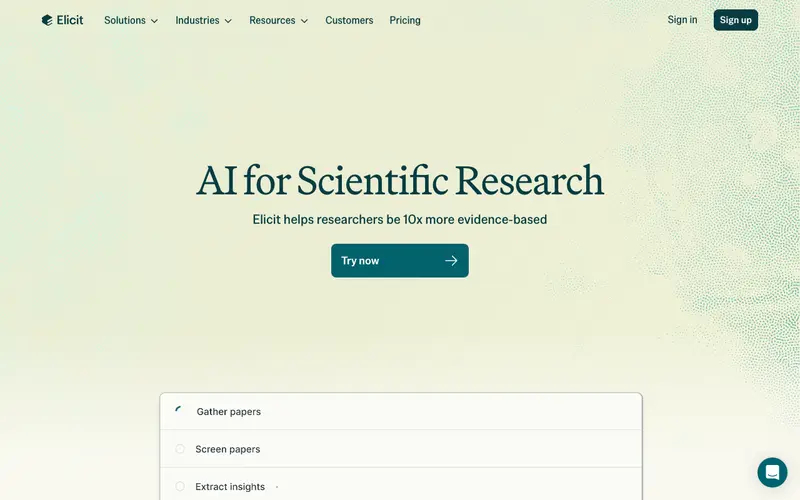 Screenshot of Elicit