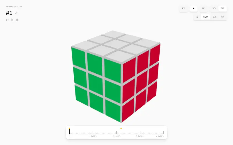 Screenshot of Scroll through all 43,252,000,327,448,985,600,000 Rubik's Cube states