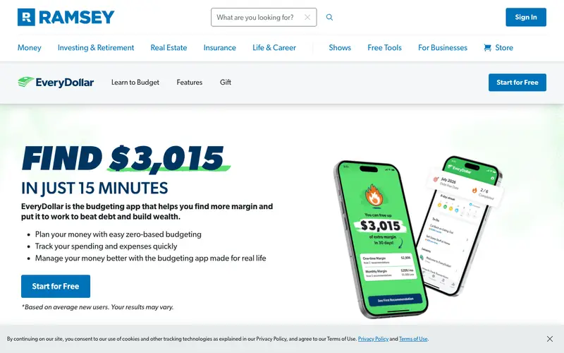 Screenshot of EveryDollar