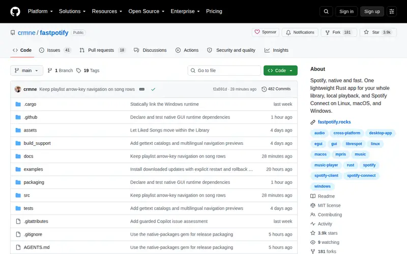 Screenshot of fastpotify