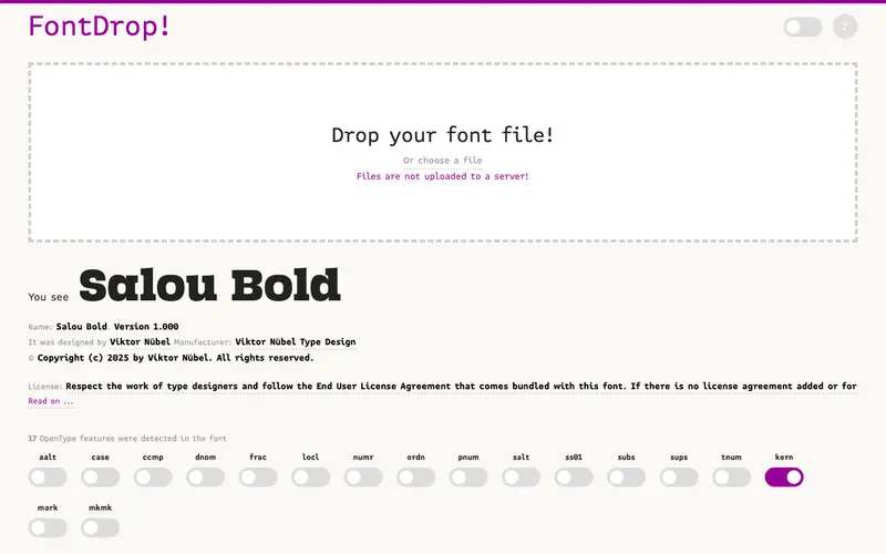 Screenshot of FontDrop!