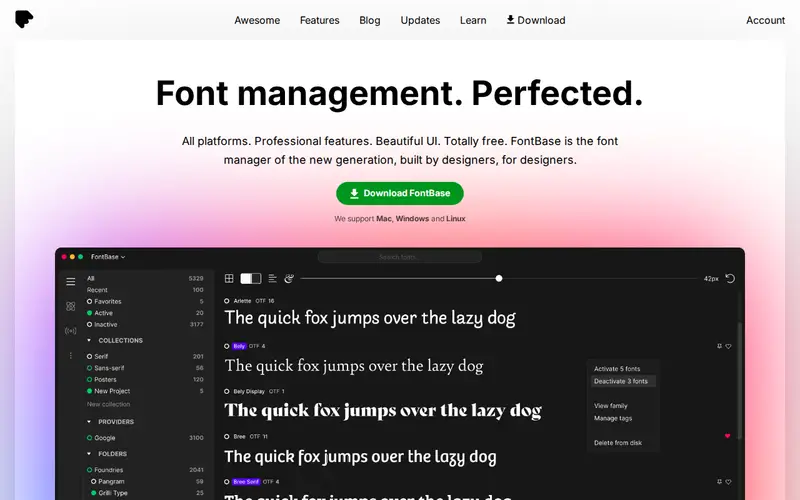 Screenshot of FontBase