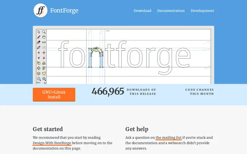 Screenshot of FontForge