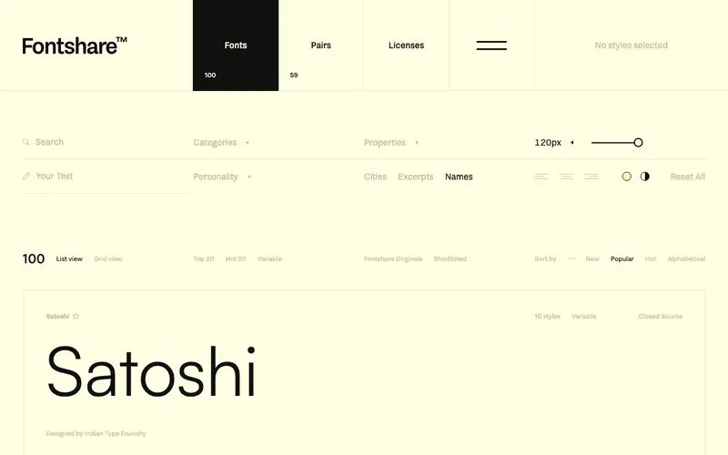 Screenshot of Fontshare
