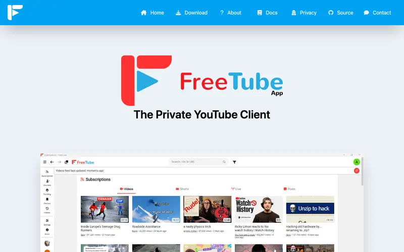 Screenshot of FreeTube
