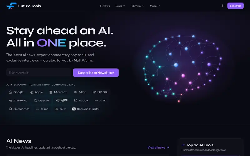 Screenshot of FutureTools