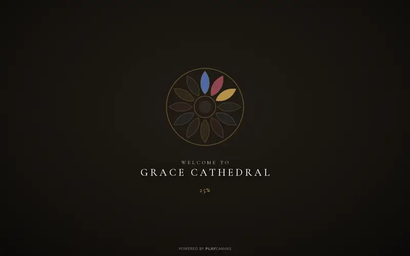Screenshot of Immersive Gaussian Splat tour of grace cathedral, San Francisco