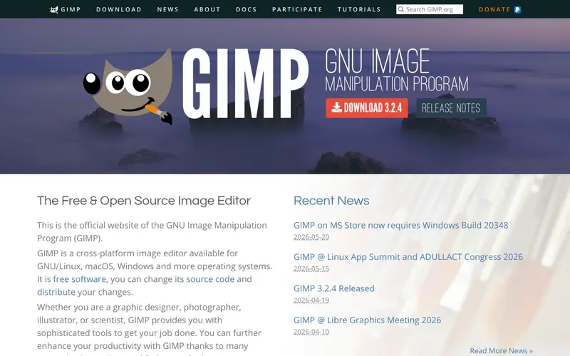 Screenshot of GIMP (GNU Image Manipulation Program)