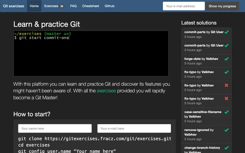 Screenshot of Git Exercises