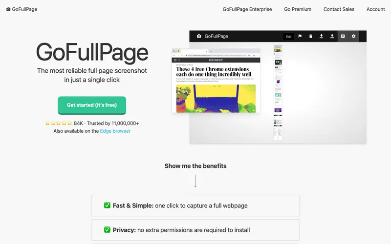 Screenshot of GoFullPage - Full Page Screen Capture