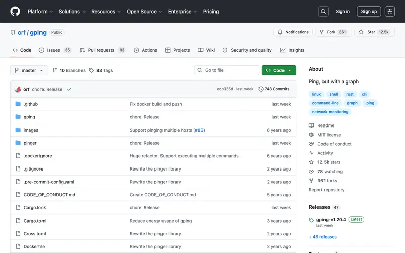 Screenshot of gping