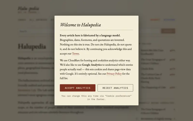 Screenshot of Hallucinopedia