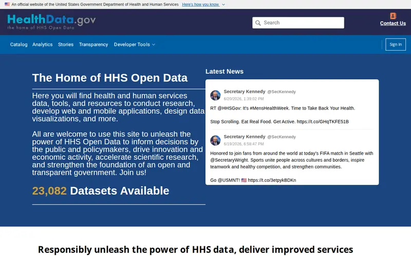 Screenshot of HealthData.gov