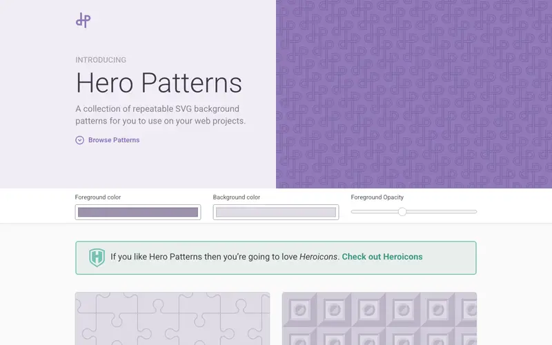 Screenshot of Hero Patterns