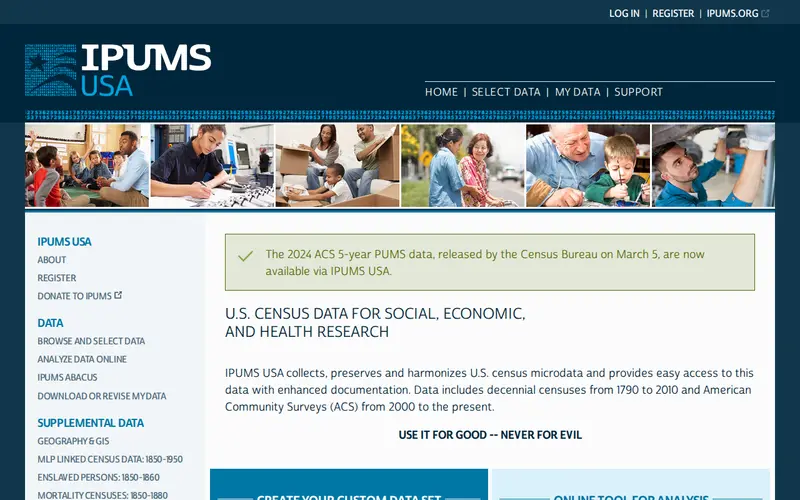 Screenshot of IPUMS USA