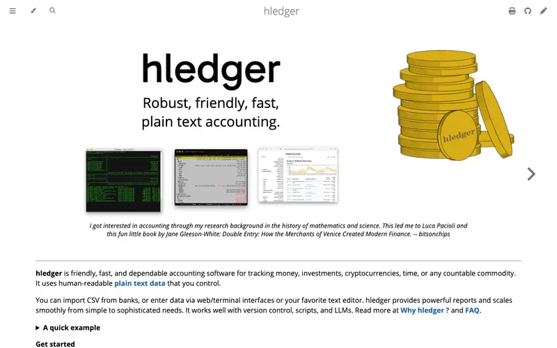 Screenshot of hledger