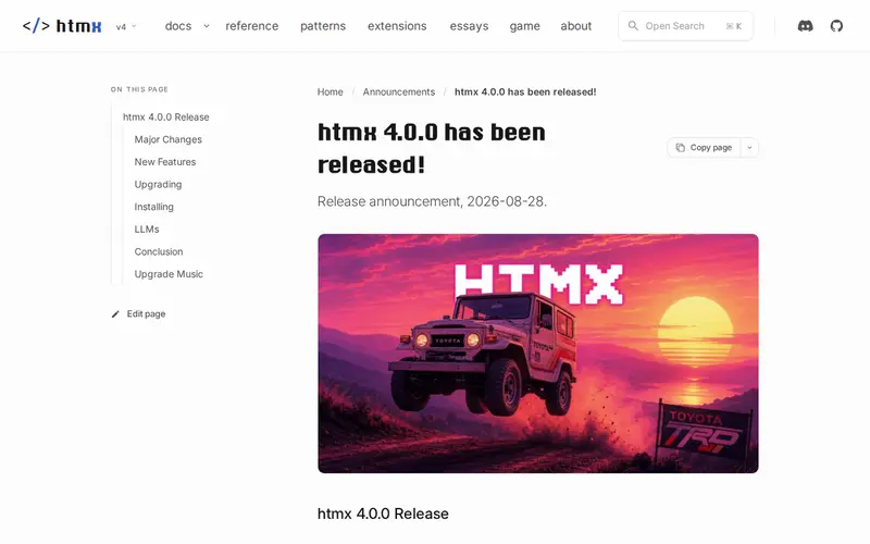Screenshot of Htmx 4.0